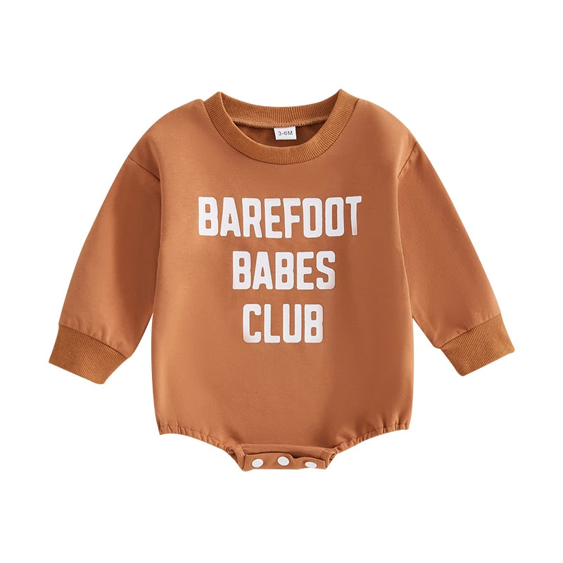 0-18M Baby Boys Girls Sweatshirt Romper Letter Print Long Sleeve Jumpsuit Babygrow