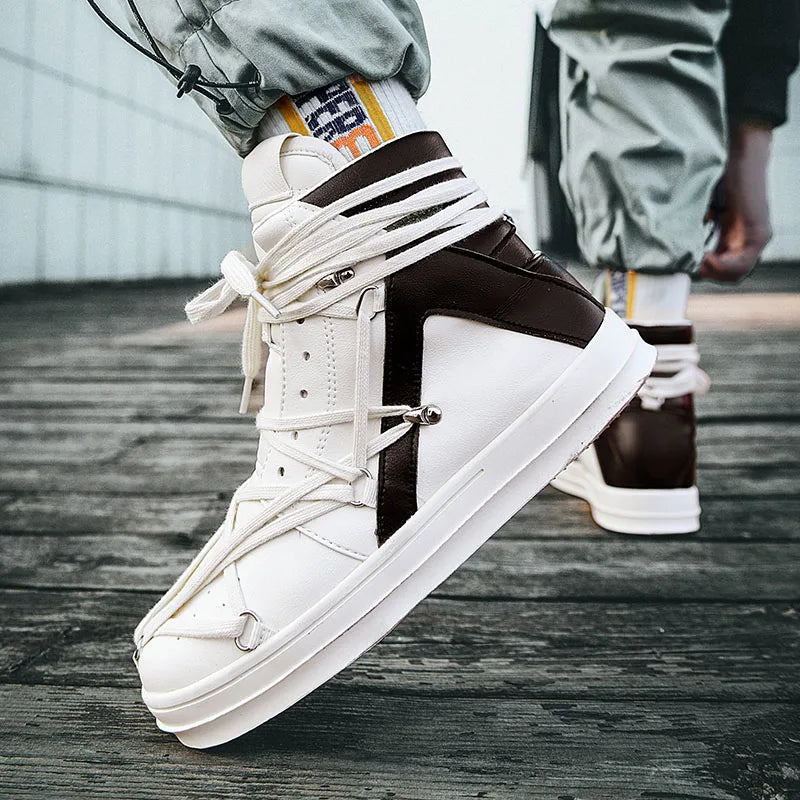 Men's Casual High-top Sports Strap Design Sneakers