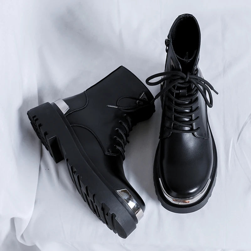 Men's Platform Casual Business Genuine Leather Ankle Boots