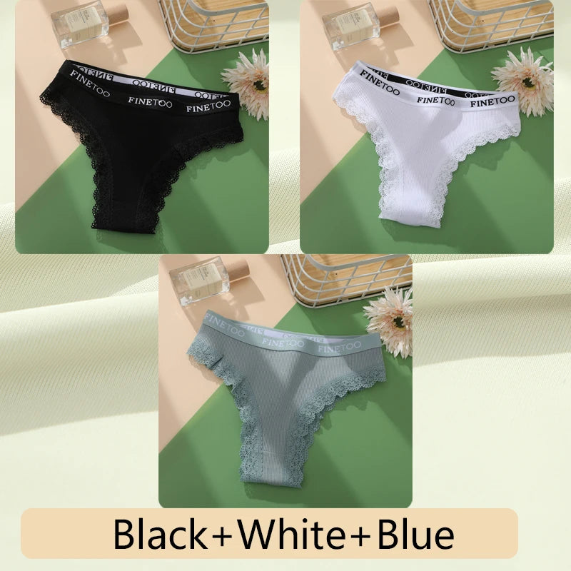 Women's Cotton Lace Low Waist Underwear Thongs G-String Lingerie