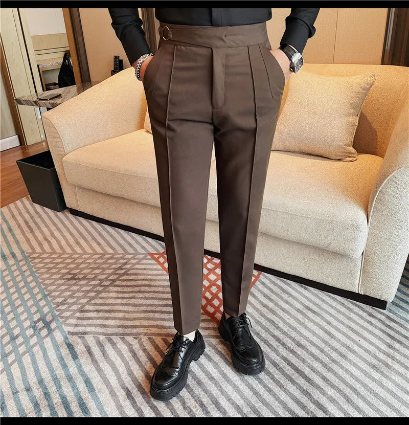 Men's British Style Slim Fit Smart Casual Trousers