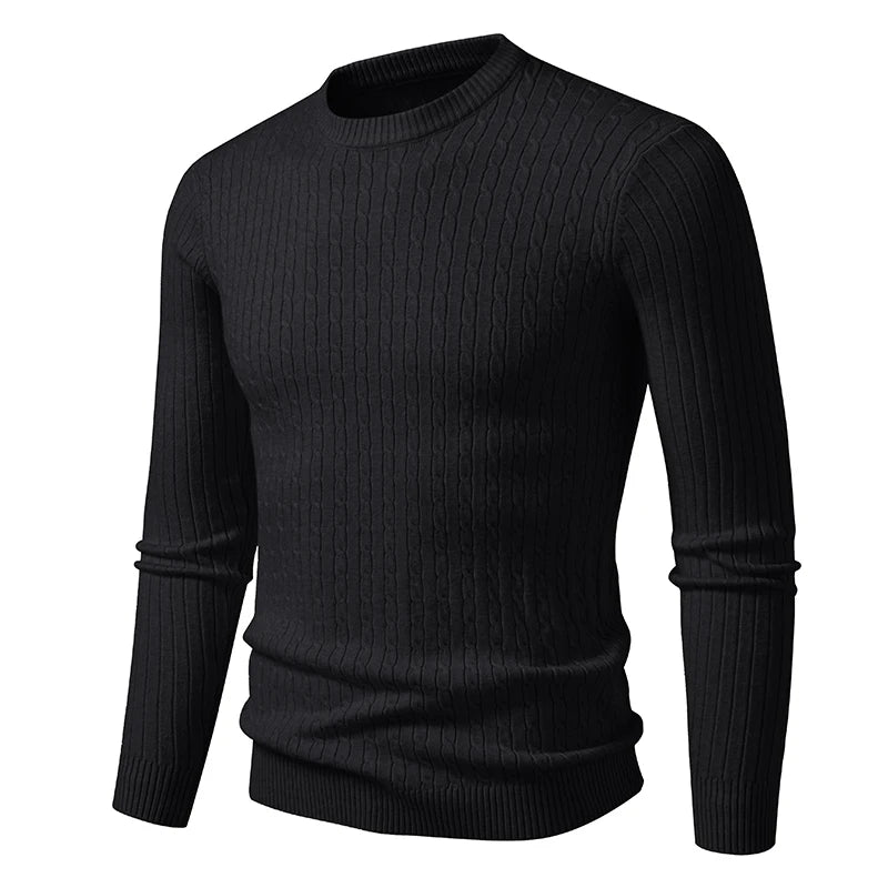 Slim Fit O-Neck Knit Pullover - Solid Colour Warm Sweater Unisex