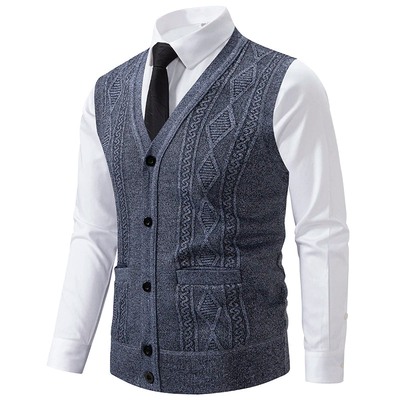 Men's Slim Fit Knit Vest - V-Neck Sleeveless Waistcoat Smart Casual