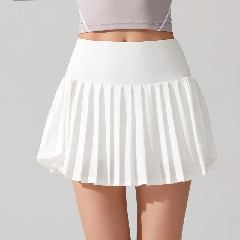 Women's High Waist Tennis Skort - Quick Dry Workout Skirt with Pockets