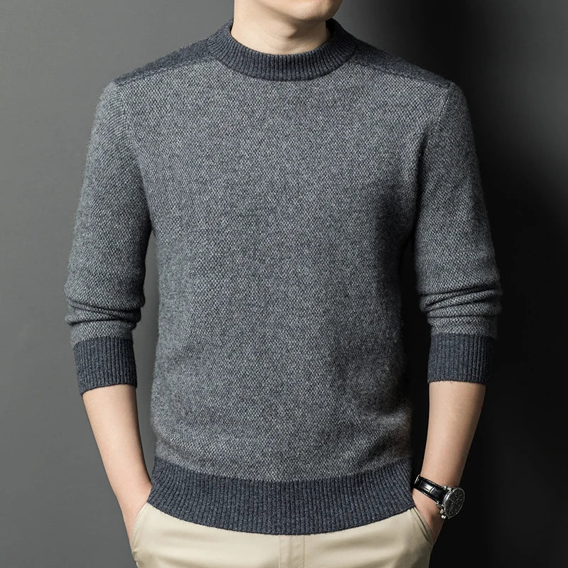 Autumn Winter Mock Neck Sweater - Thick Slim Fit Knit Pullover