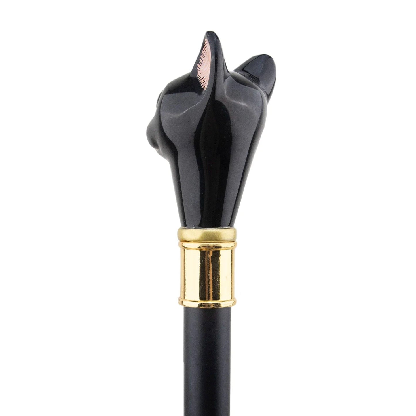 Black Golden Cat Gentleman Kitten Walking Cane  Walking Stick Gentleman Crosier Knob Walking Stick 93cm