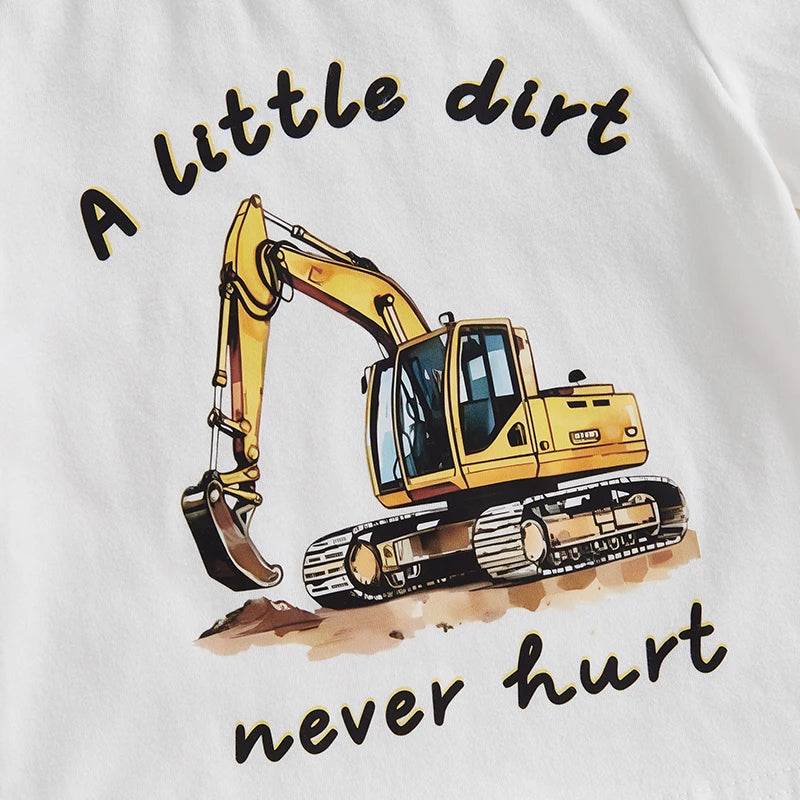 Baby Boys Summer Outfit Set - Cartoon Letter Print T-Shirt & Elastic Waist Shorts (0-3Y)