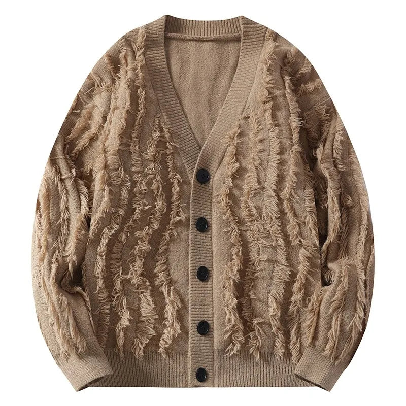 Men's Korean Style V-Neck Cardigan - Vintage Loose Knit Sweatercoat