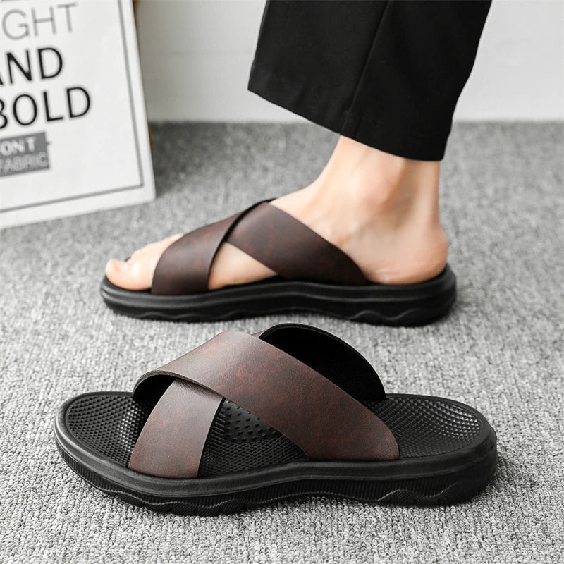 Men's Summer Slides Crossover Slippers Sandals