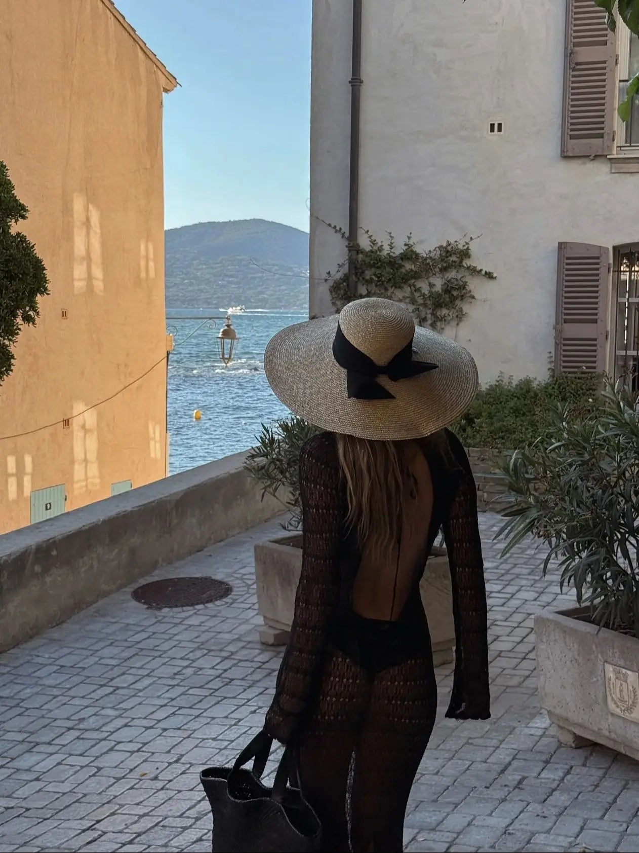 Hollow Crochet Sweater Maxi Dress - Long Sleeve Cover Up