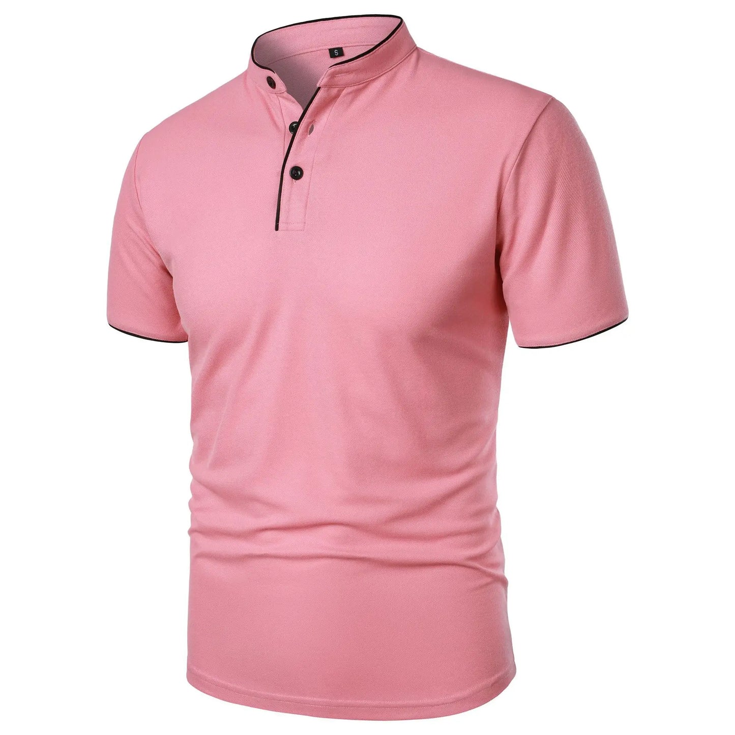 Men's Summer Short Sleeve Stand Collar Smart Casual Slim Fit Lightweight T-Shirt