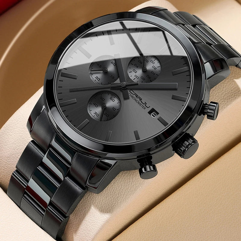 Stainless Steel Chronograph Watch - Luxury Waterproof Business Watch