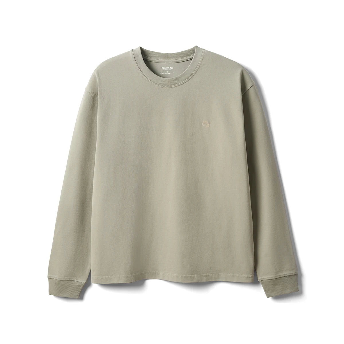 Men's Short Length Oversize 280gsm Sorona Fabric Logo Embroidery Long Sleeve T-shirt
