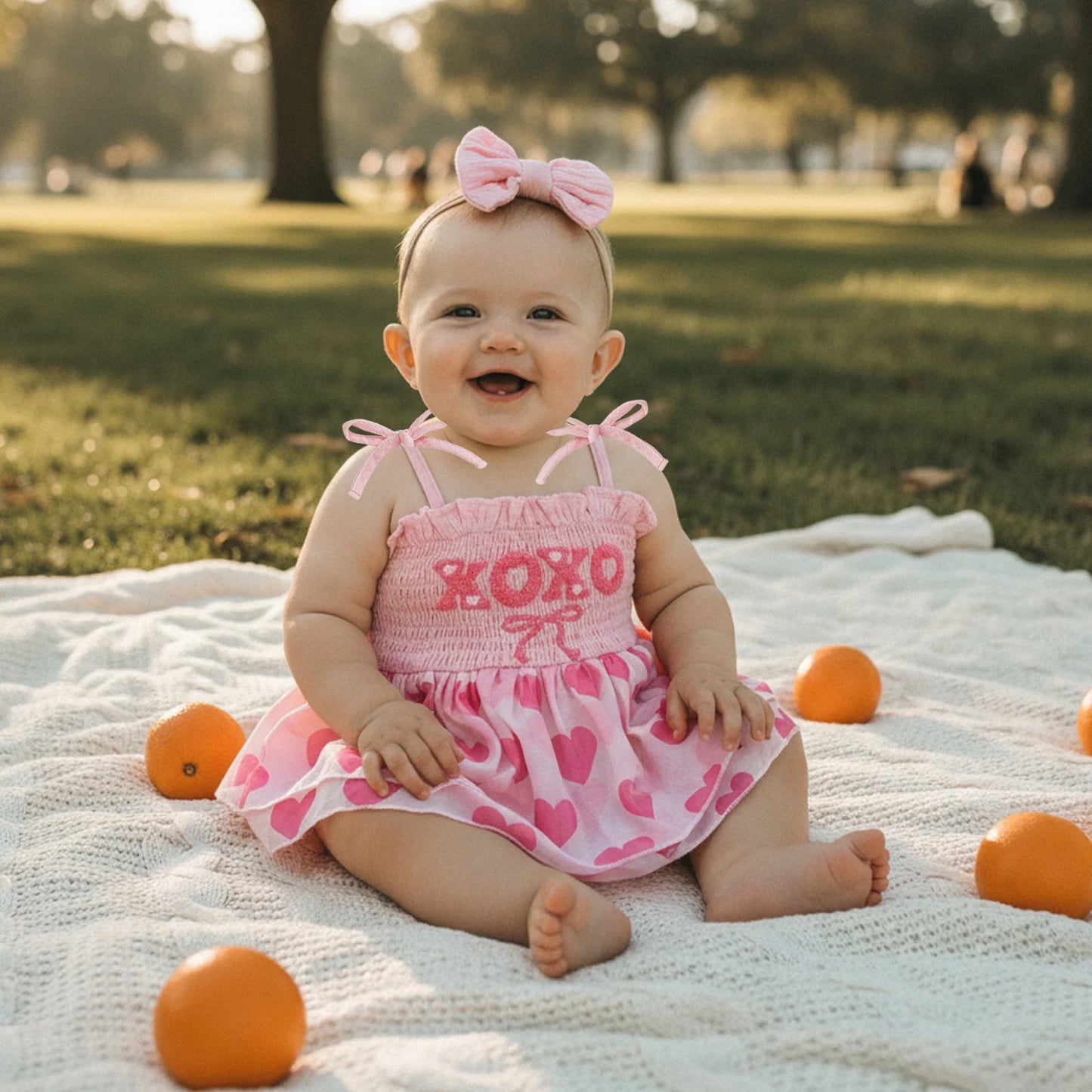 Baby Valentine's Day Romper Set - Letter Embroidery Jumpsuit with Bow Headband