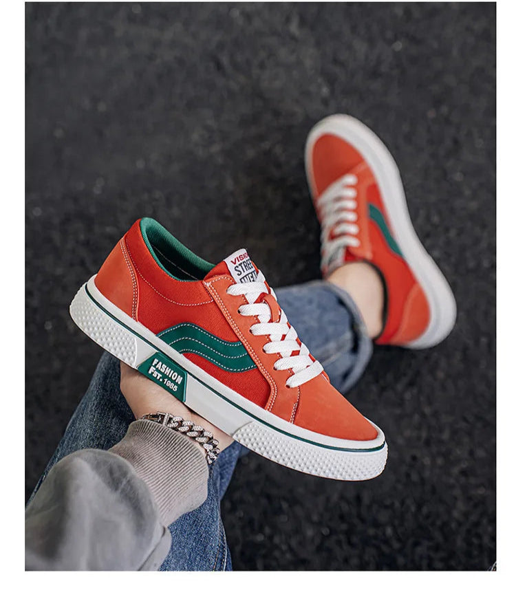 Men's Canvas Skateboard Sneakers - Lace-Up Casual Trainers
