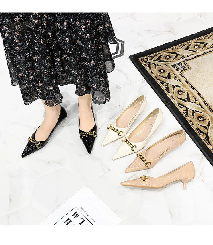 Patent Leather Stiletto Pumps - Professional Office Heels Available in 12 Colors