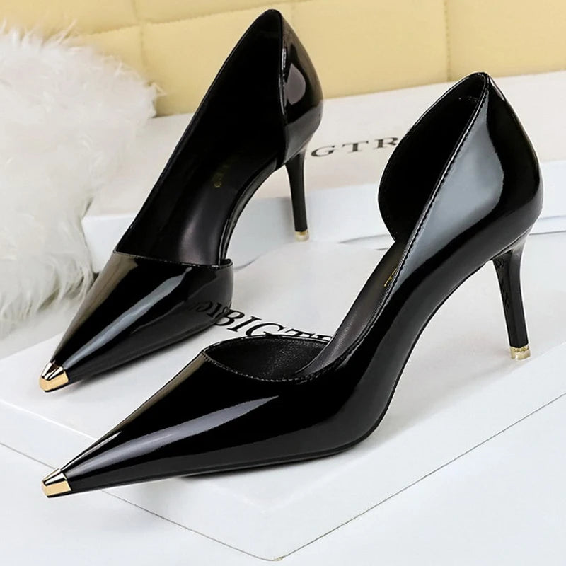 Patent Leather Metal Tip Pumps - Available in 7cm and 10.5cm Heel Heights