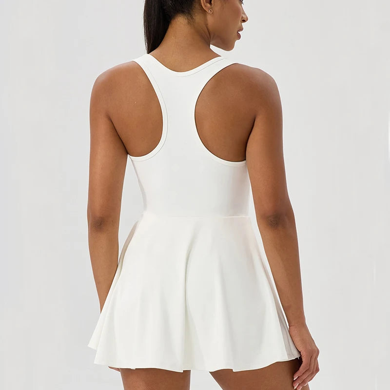 Women's Sleeveless Tennis Dress - Two Piece Fitness Yoga Set Quick Dry Athletic