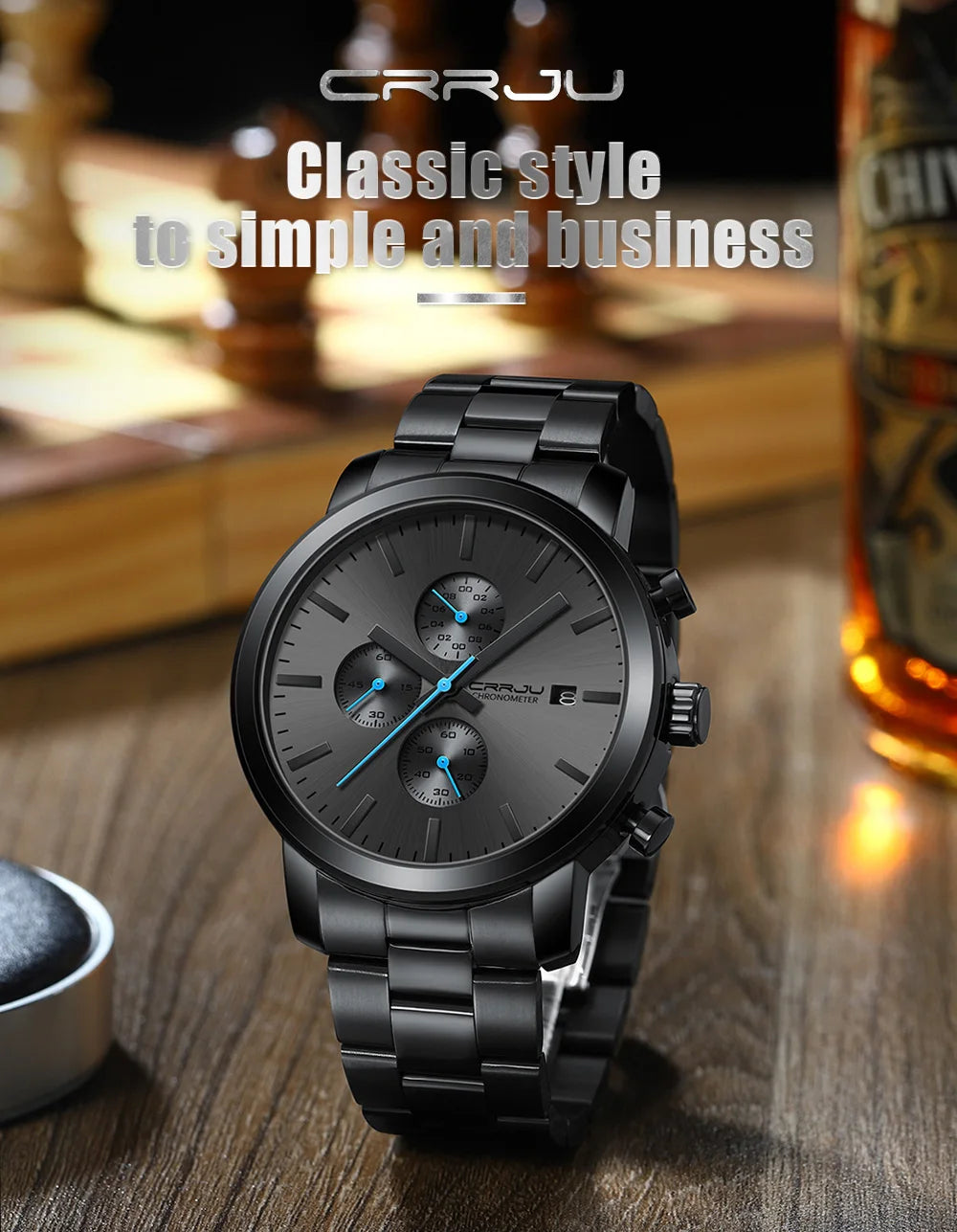 Stainless Steel Chronograph Watch - Luxury Waterproof Business Watch
