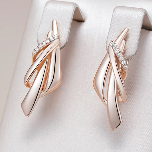 Elegant Geometric Drop Earrings - Rose Gold