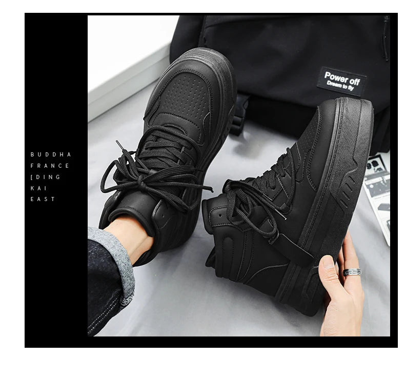 High-Top Platform Sneakers - Men's Thick-Sole Running Shoes