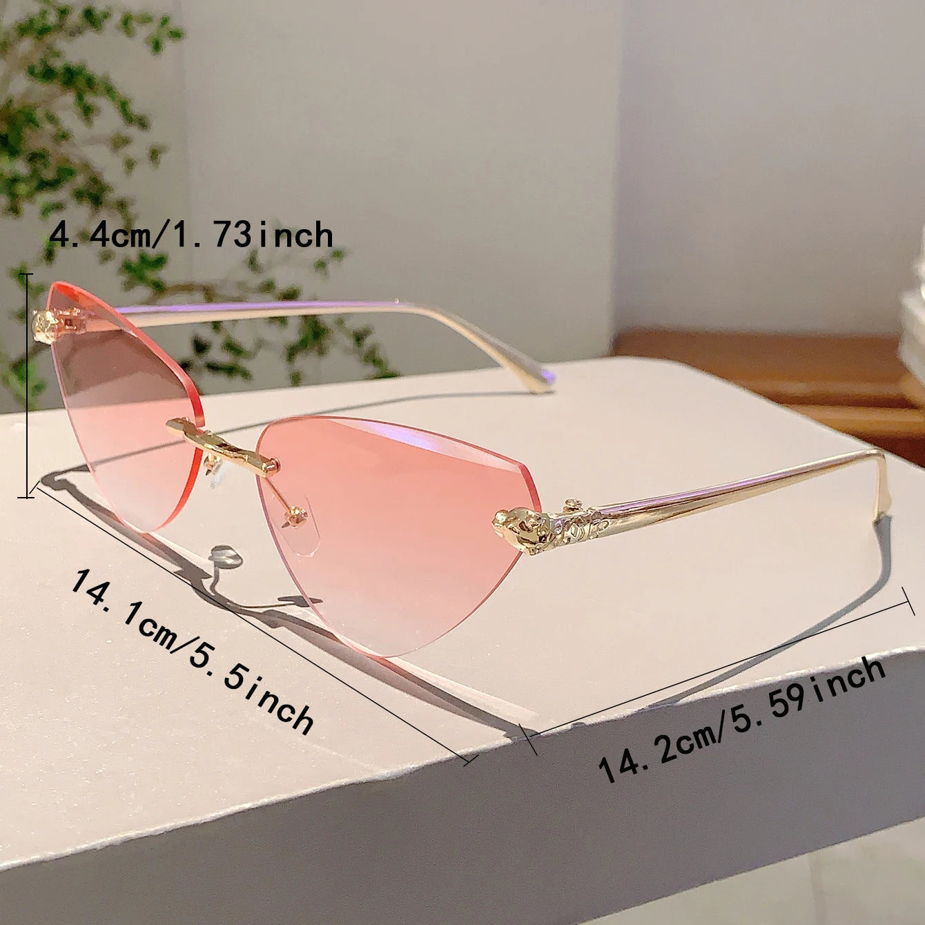 Women's Retro Metal Rimless Triangle Sunglasses