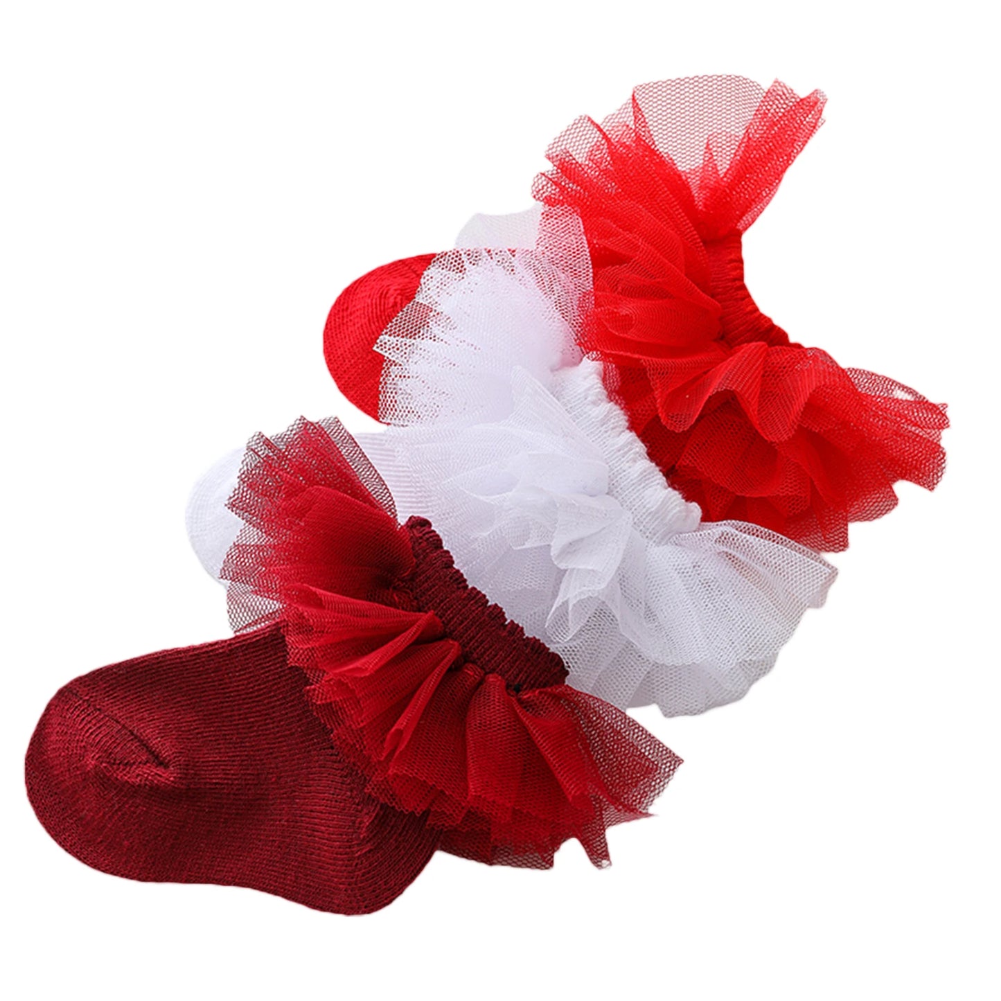 Newborn Baby Girls Princess Socks - Lace Mesh Combed Cotton Knitted Socks