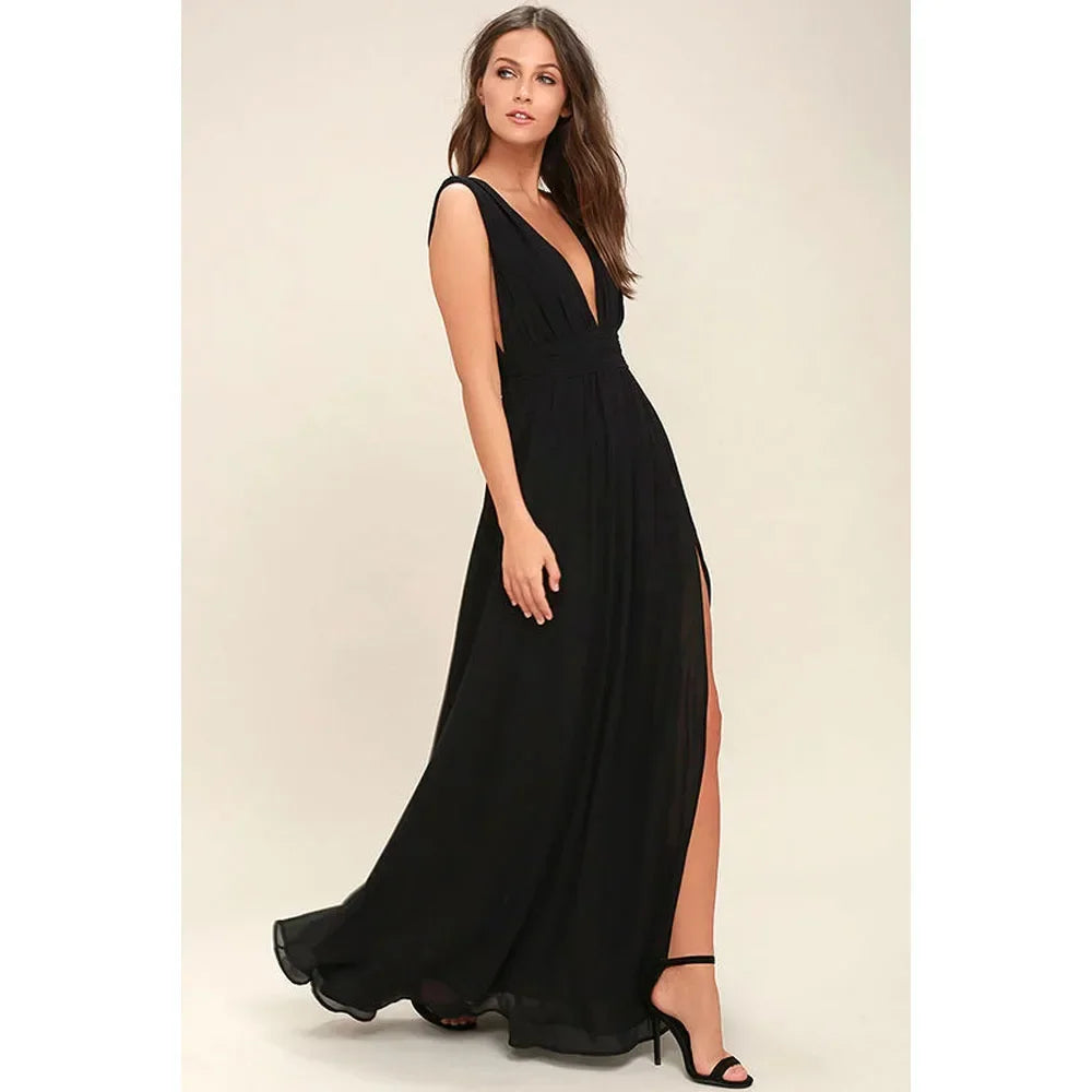 Women Backless Mesh Long  maxi Summer Dress