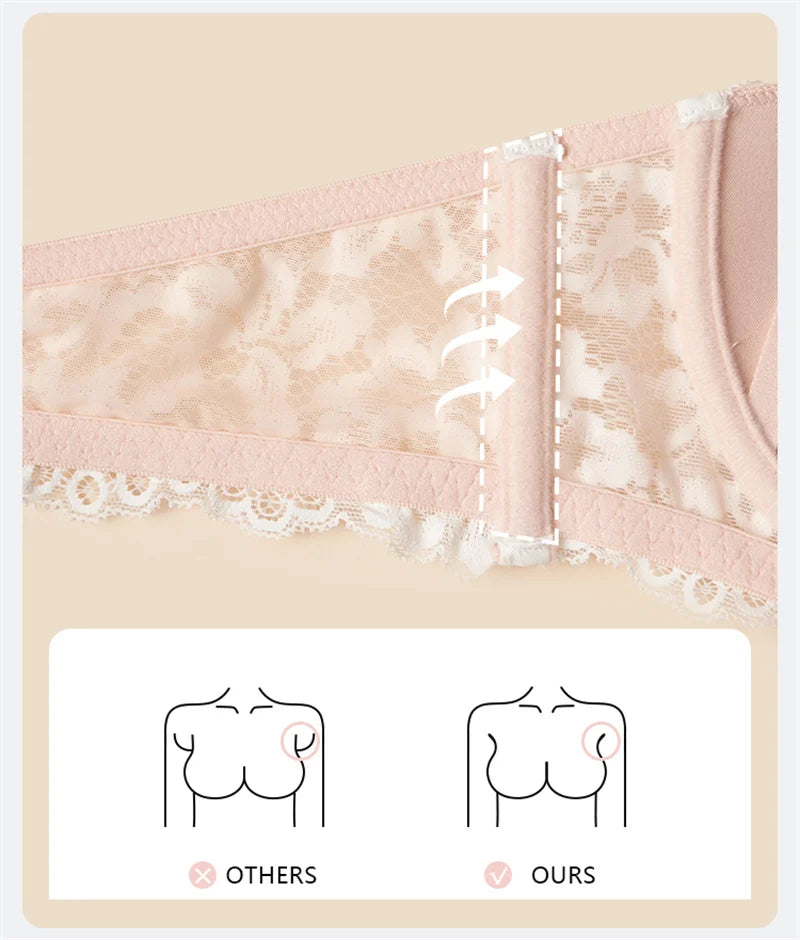 Women's Lace Push Up Bra - Floral Underwire Half Cup Brassiere