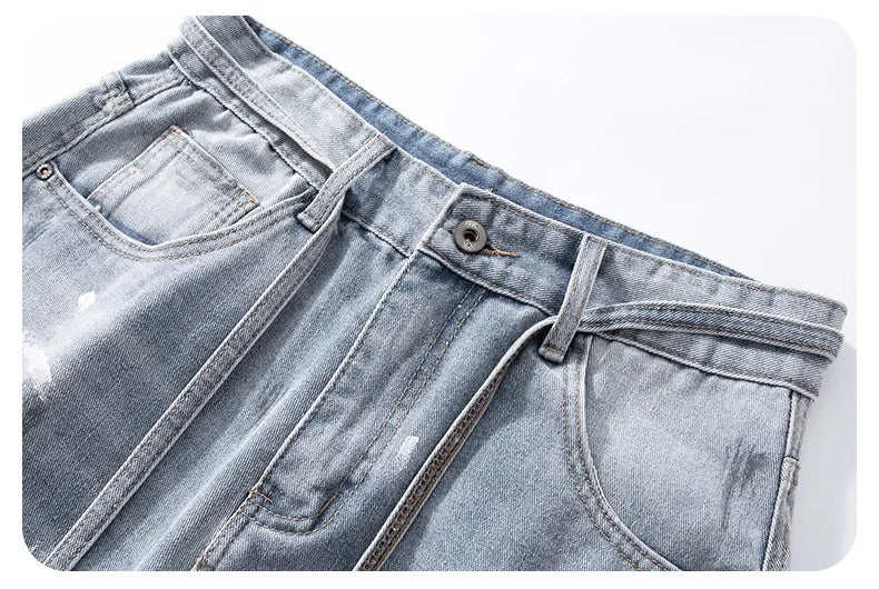 Men's Distressed Denim Shorts - Straight Fit