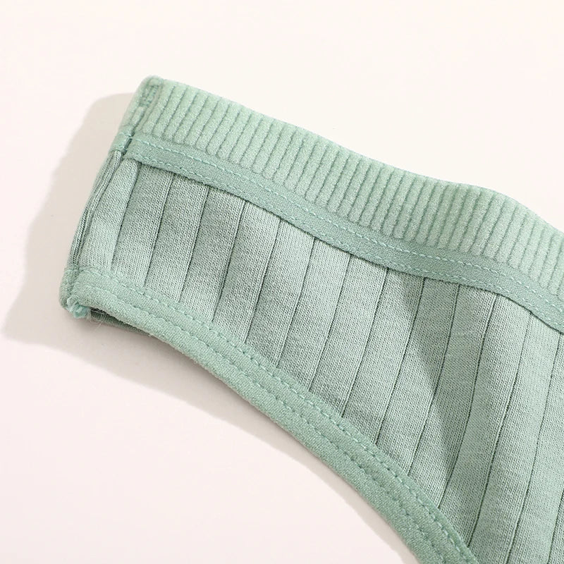Women's Cotton Bow Tie Underwear 5-Pack - Ribbed Striped Low Waist Thongs