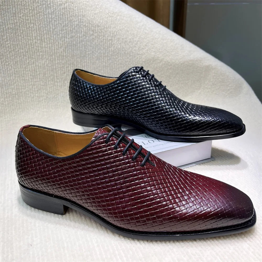 Handmade Pointed Toe Lace-Up Leather Oxford Dress Shoes
