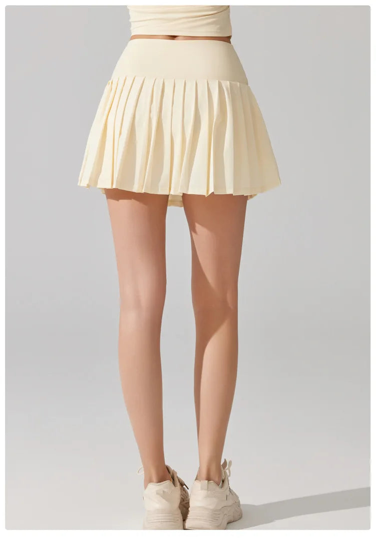 Women's High Waist Tennis Skort - Quick Dry Workout Skirt with Pockets