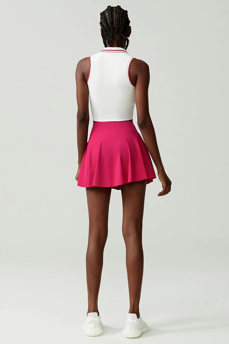 Women's Two-Piece Fitness Set with Pocket Tennis Skirt - Complete Workout Outfit