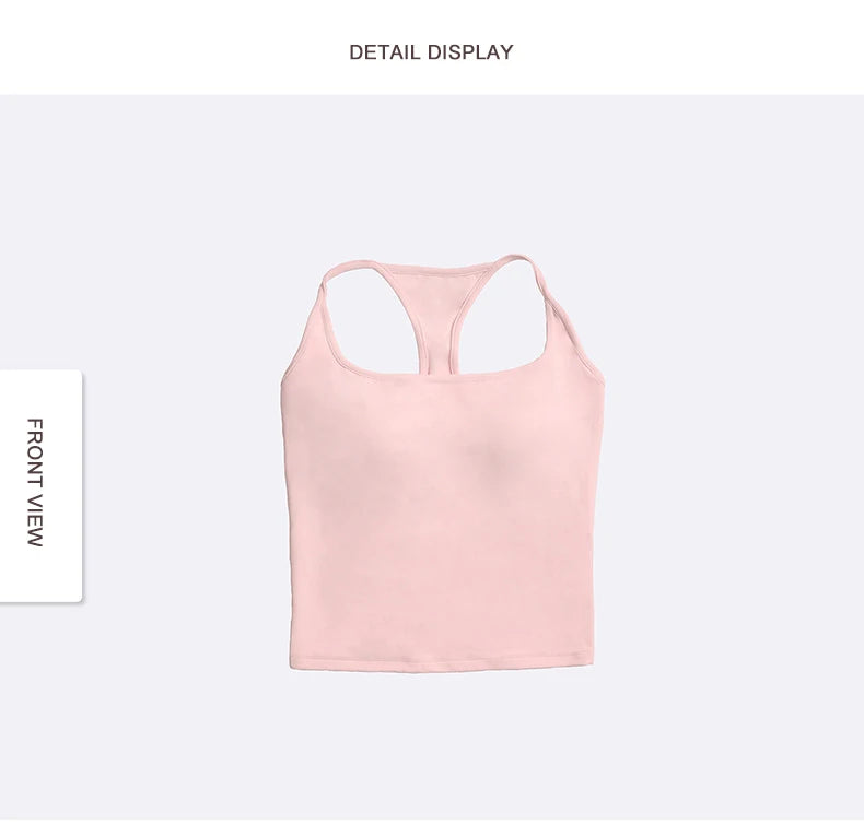 High Support Sports Bra with Fixed Cups - Breathable Nylon Fitness Top