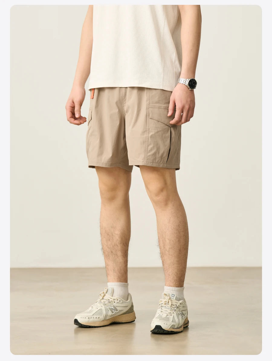 Men's  Summer Oversize 145gsm Elastic Quick Dry Fabric Elastic Waist Cargo  Shorts
