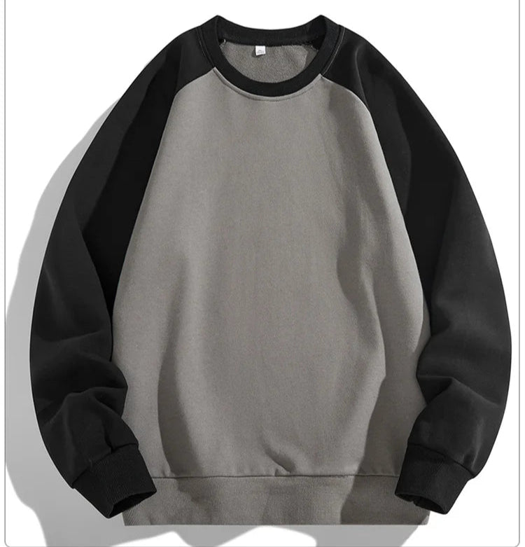 Men's Patchwork Long Sleeve Round -Neck Loose Pullover Sweatshirt