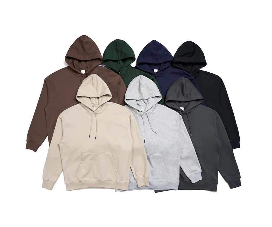 Men's Oversize 360g Fabric Washed Basic Pullover Sweatshirt Hoodie