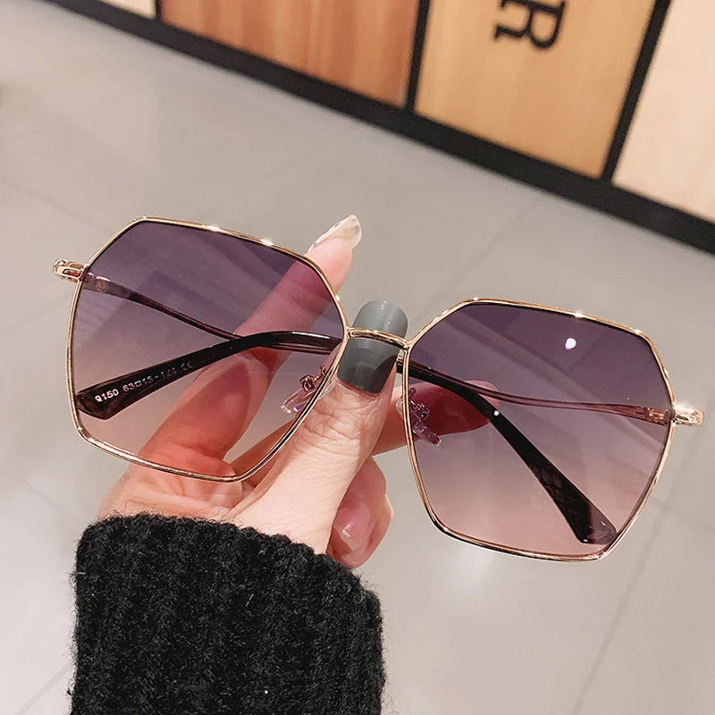 Unisex Large Metal Mirror Square Women's Sunglasses UV400