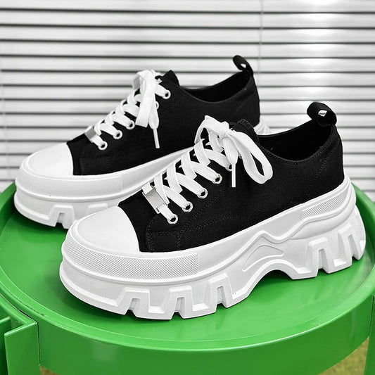 Men's Autumn Platform Walking Shoes - Chunky Thick Sole Lace-Up Sneakers