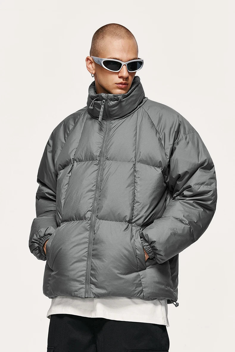 Minimalist Down Jacket Unisex - 90% Down Fill High Collar Winter Outerwear