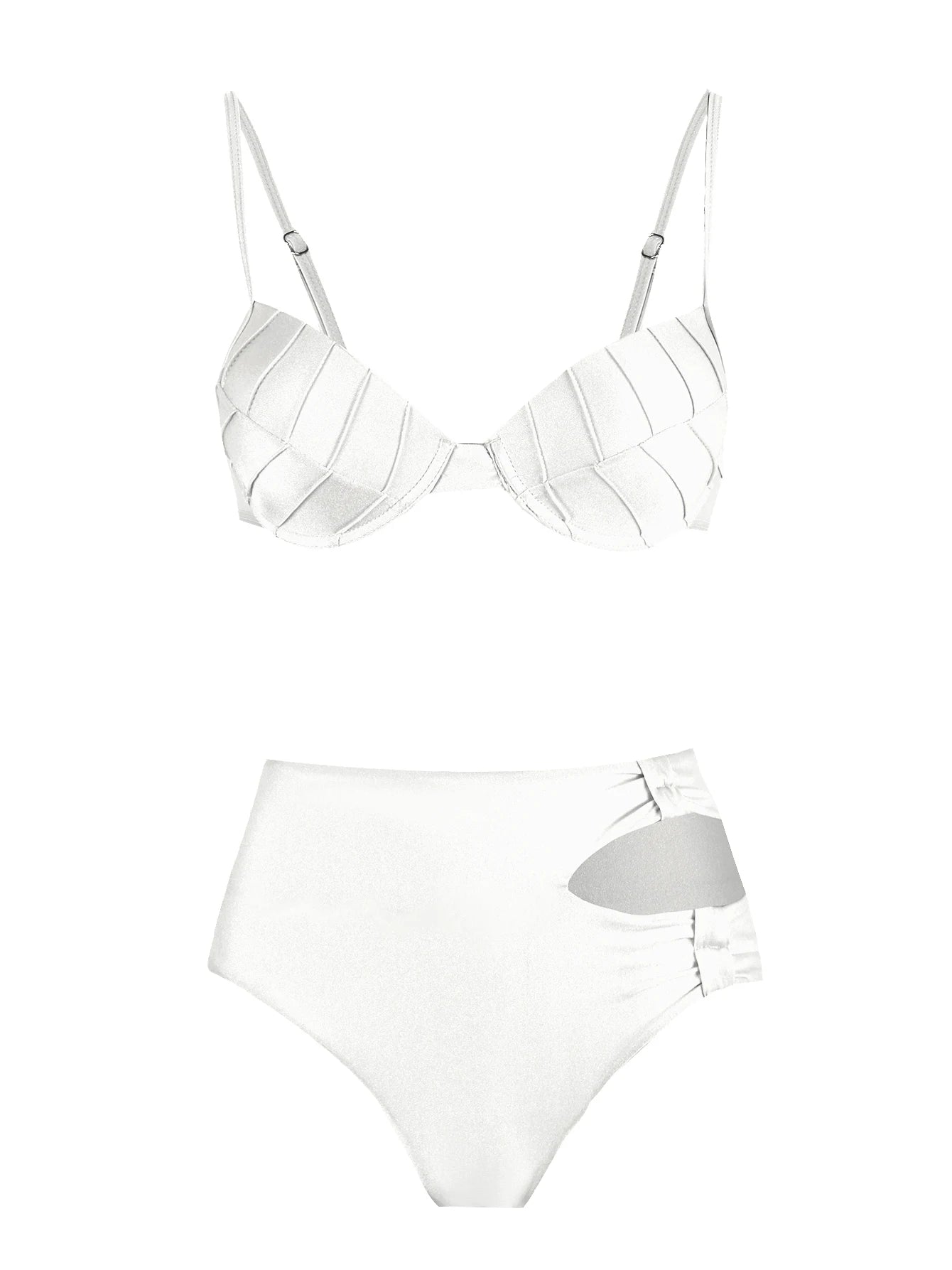 Women's 3-Piece Solid Bikini Set - Padded Bra, Tassel High Waist & Beach Skirt