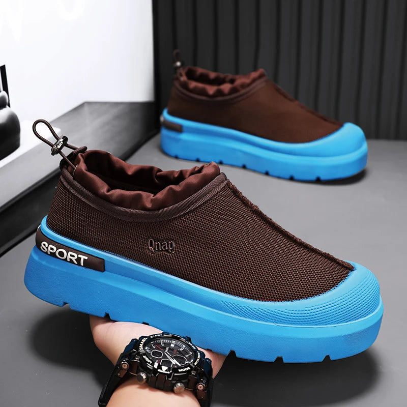 Men's Platform Vulcanized Slip-On Sneakers - Comfortable Running Tennis Shoes