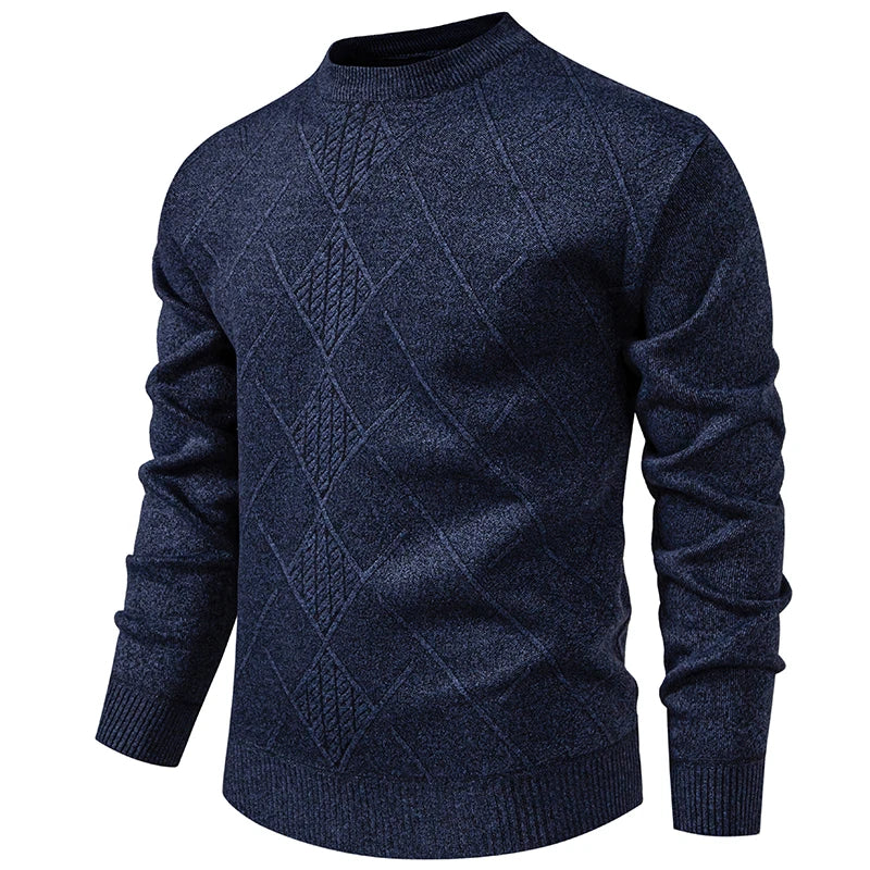 Thick Knit Geometric Pullover - Men's Warm Casual Sweater