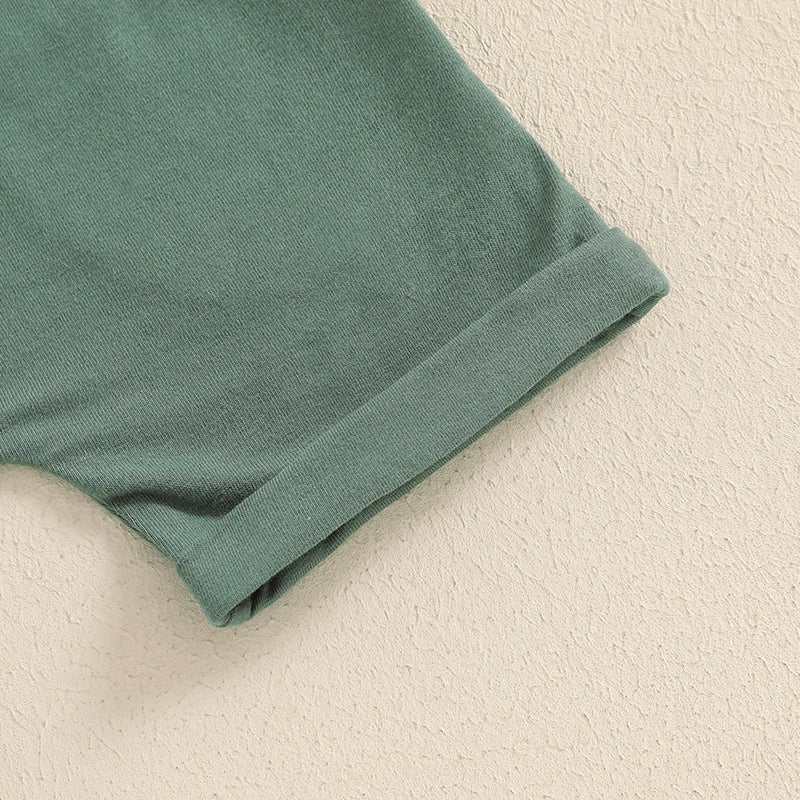 Baby Boys Duck Print Outfit Set - Patchwork T-Shirt with Elastic Waist Shorts