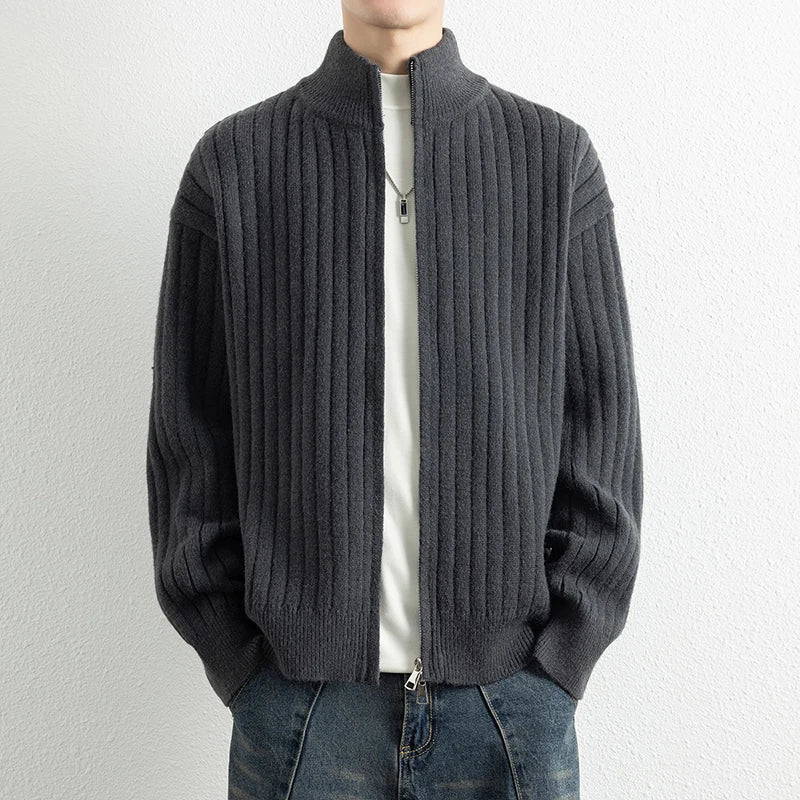 Men's V-Neck Knit Cardigan - Slim Fit Casual Sweater