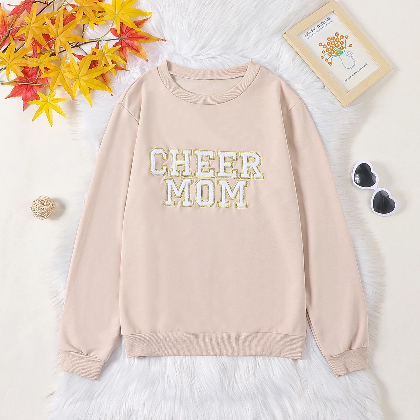 Mommy, Mummy and Child Family Matching Outfits Long Sleeve Letter Embroidery Pullover Sweatshirt Top 0-3Y