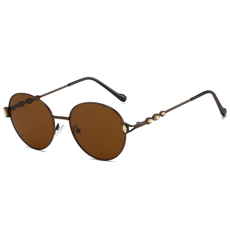 Women's Vintage Round Gradient Sunglasses with Rhinestones
