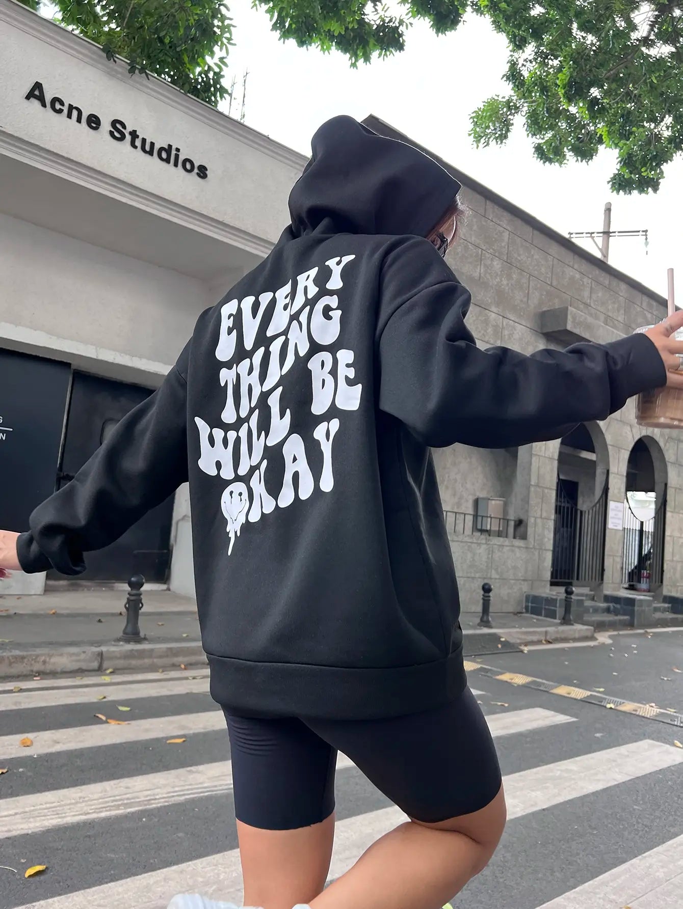 "Everything Will Be Okay " Print Pullover Hoodie