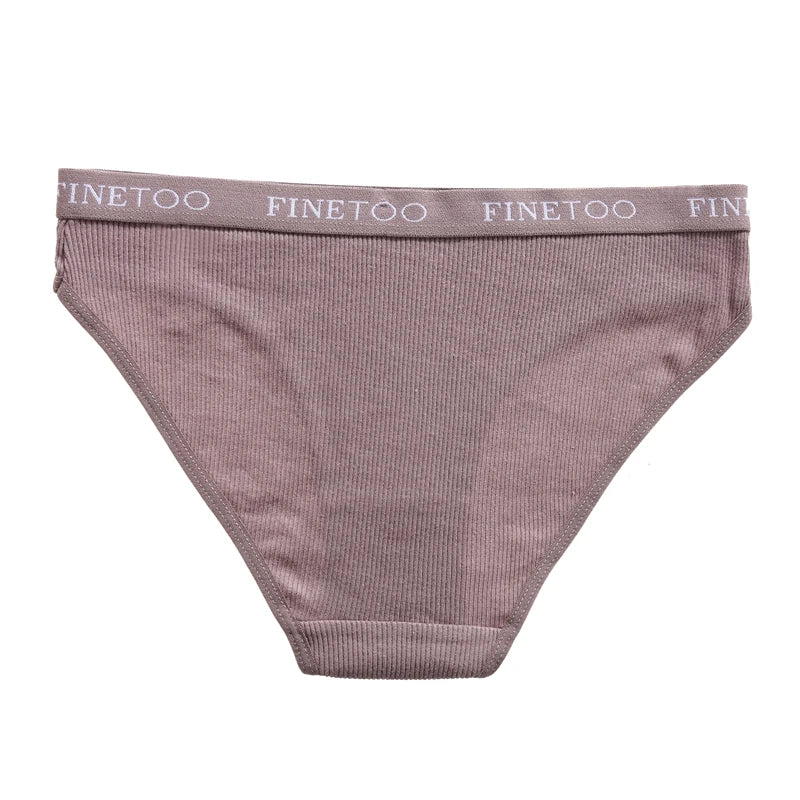 Women's 4Pcs Cotton Striped Underwear Panties Letter Belt Briefs  Low Waist Lingerie